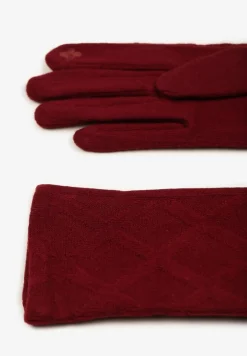 Bordowe Dzianinowe Casualowe Rękawiczki z Bawełną Zinnithoa