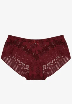 Bordowe Majtki Figi Ozdobione Kokardą i Koronką Pariste