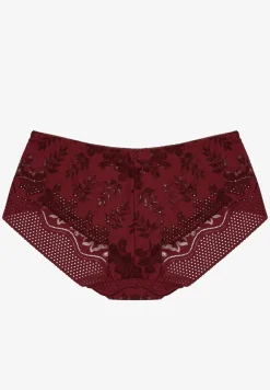 Bordowe Majtki Figi Ozdobione Kokardą i Koronką Pariste