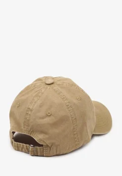 Brązowa Czapka z Daszkiem w Bawełny Zdobiona Napisem w Stylu Haftu Reioni