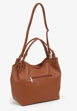 Brązowa Duża Torebka na Ramię z Regulowanym Dodatkowym Paskiem Zemeriana