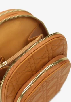 Brązowa Dwukomorowa Torebka Mała z Ozdobnym Pikowaniem Na Ramię Fujina