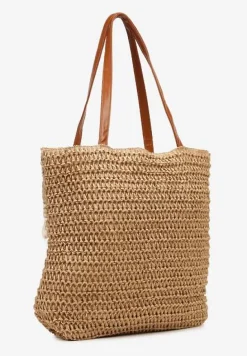 Brązowa Jednokomorowa Duża Torebka w Stylu Boho Ozdobiona Frędzlami Rivanete