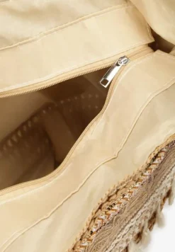 Brązowa Jednokomorowa Duża Torebka w Stylu Boho Ozdobiona Frędzlami Rivanete