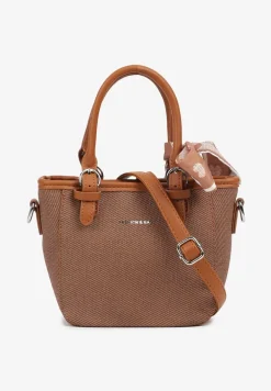 Brązowa Mała Torebka Ozdobiona Apaszką na Uchwycie Zelimara