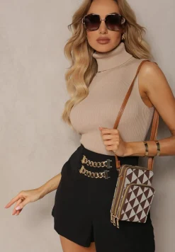 Brązowa Torebka Etui na Telefon na Ramię Zapinana na Suwak Sevse