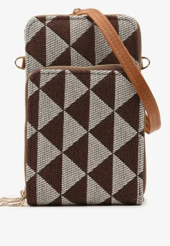 Brązowa Torebka Etui na Telefon na Ramię Zapinana na Suwak Sevse