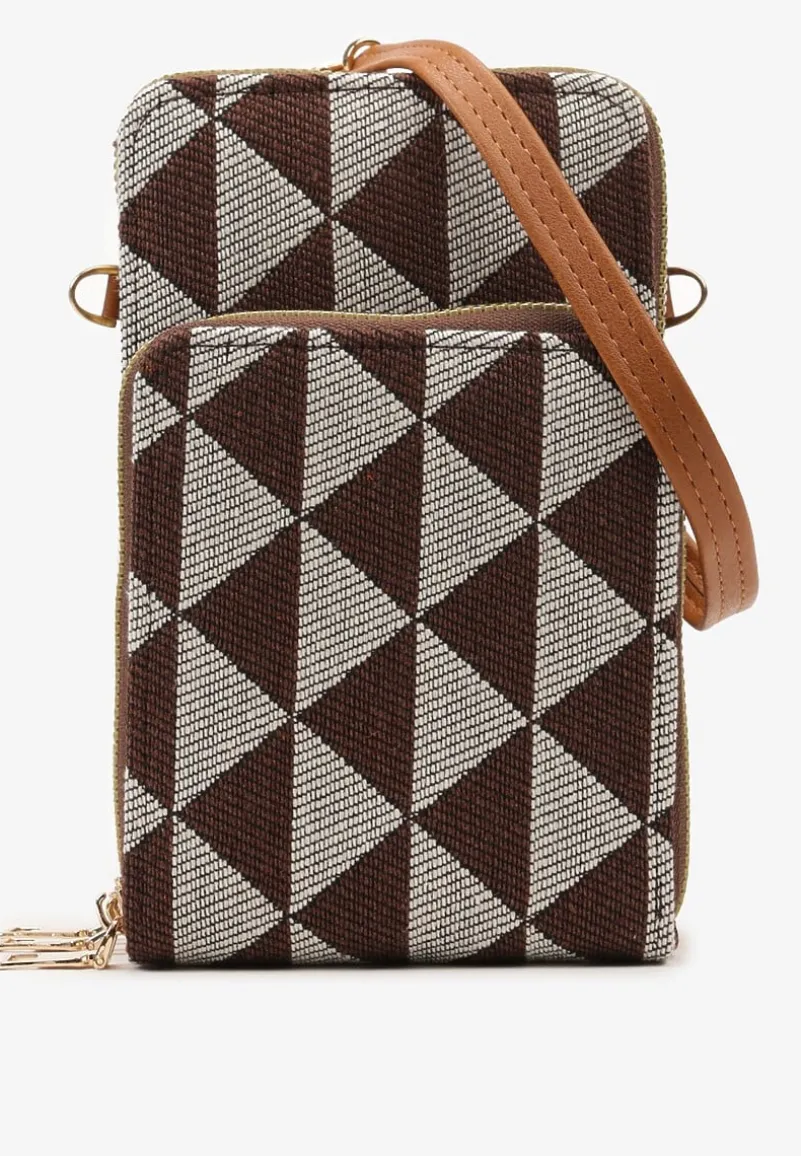 Brązowa Torebka Etui na Telefon na Ramię Zapinana na Suwak Sevse