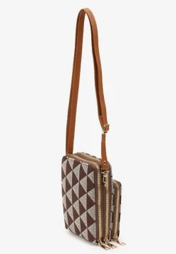 Brązowa Torebka Etui na Telefon na Ramię Zapinana na Suwak Sevse