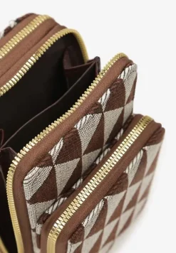 Brązowa Torebka Etui na Telefon na Ramię Zapinana na Suwak Sevse