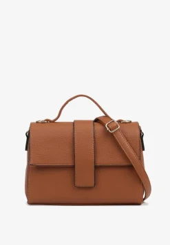 Brązowa Torebka Listonoszka z Geometryczną Klapą Efariella