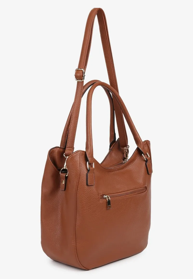 Brązowa Torebka o Fasonie Shopper Haladria