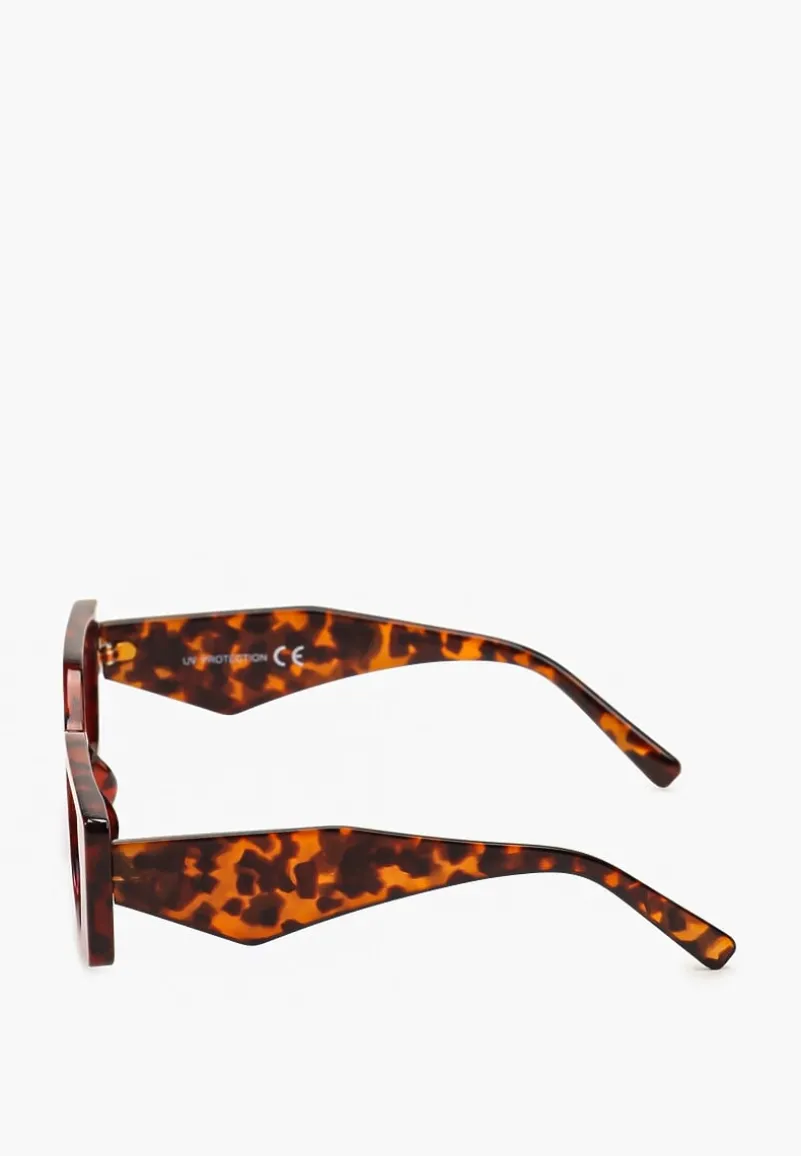 Brązowe Okulary Przeciwsłoneczne o Geometrycznym Kształcie z Lekkiego Tworzywa Giorta