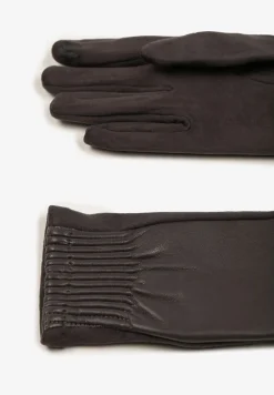 Brązowe Rękawiczki z Marszczonym Wzorem Lynlemi