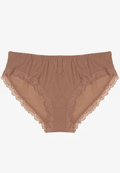 Brązowe Majtki Typu Figi z Koronką Ranlla