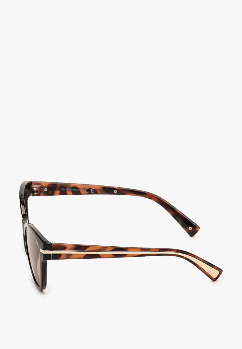 Brązowe Okulary Przeciwsłoneczne Typu Kocie Oko ze Zdobieniami Acardia