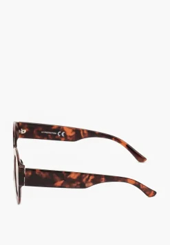 Brązowe Okulary Przeciwsłoneczne Okrągle z Grubymi Oprawkami Totta