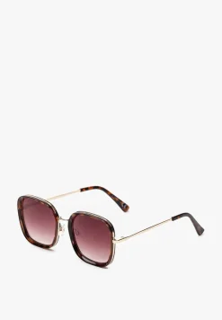 Brązowe Okulary Przeciwsłoneczne o Kwadratowym Fasonie Clarilia