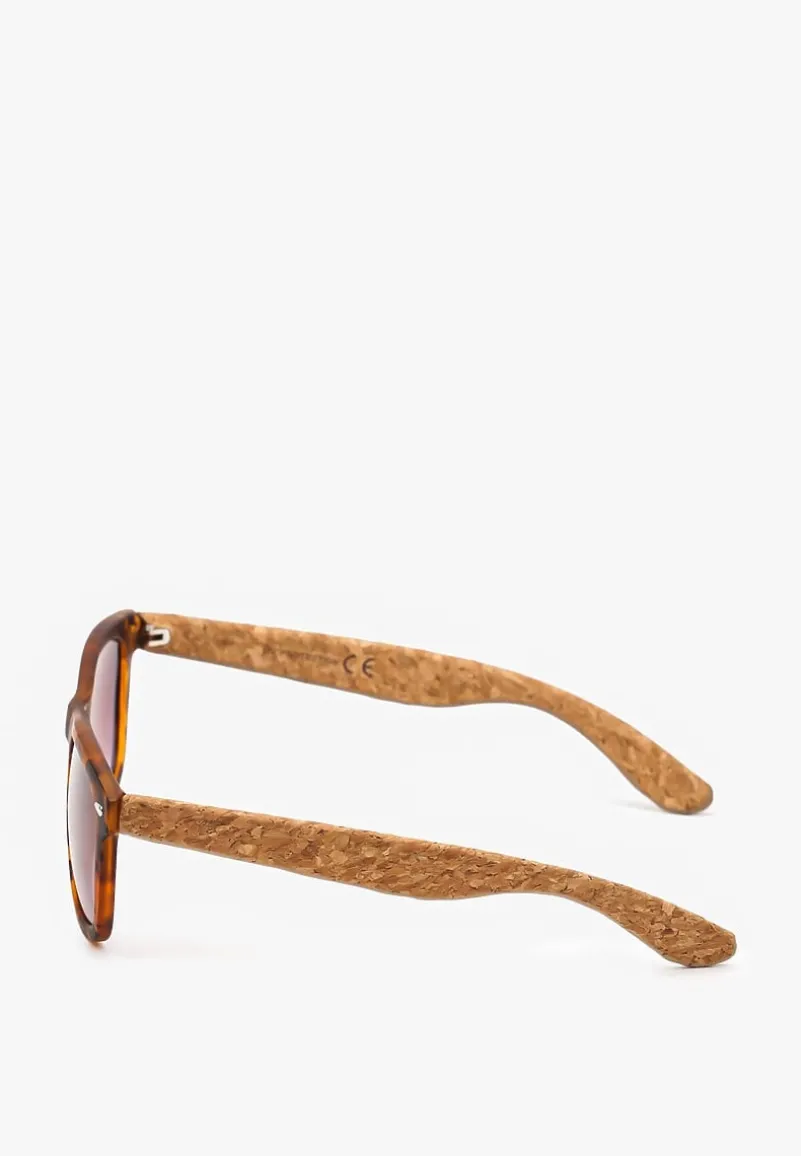 Brązowe Okulary Przeciwsłoneczne z Korkowymi Zausznicami Tinashan