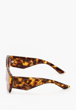 Brązowe Okulary Przeciwsłoneczne o Geometrycznym Kształcie Naldia