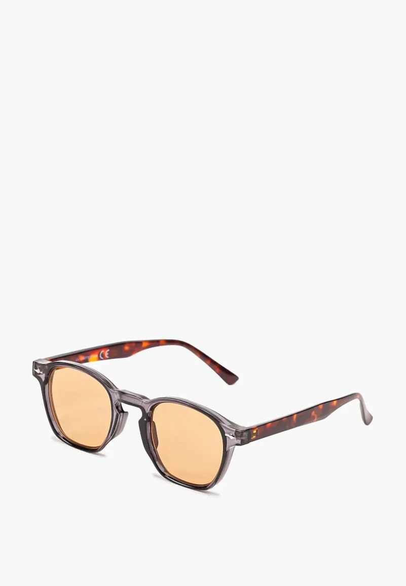 Brązowe Okulary Przeciwsłoneczne o Zaokrąglonym Kształcie z Filtrem UV Dimttra