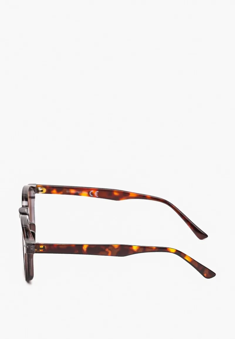 Brązowe Okulary Przeciwsłoneczne o Zaokrąglonym Kształcie z Filtrem UV Dimttra