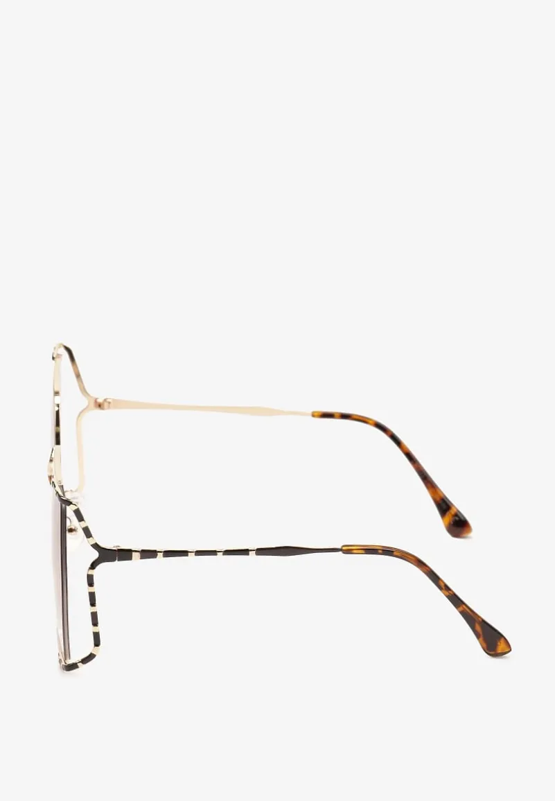 Brązowe Okulary Przeciwsłoneczne z Filtrem UV w Cienkiej Oprawce Froline