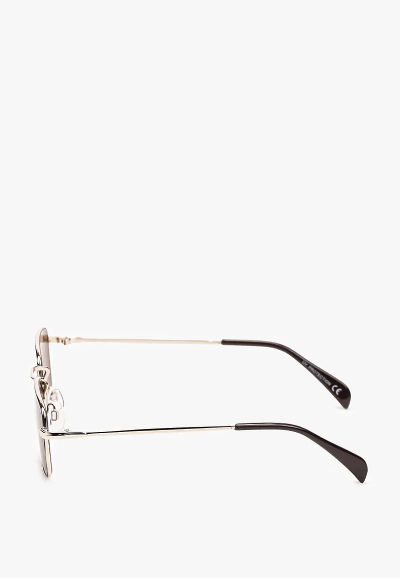 Brązowe Prostokątne Okulary Przeciwsłoneczne z Filtrem UV Callias