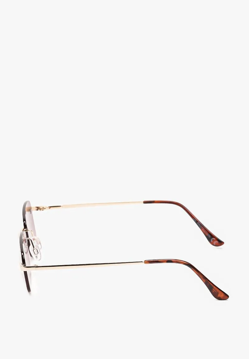 Brązowe Prostokątne Okulary Przeciwsłoneczne z Filtrem UV Ellelirese