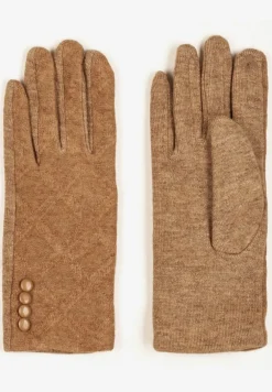 Brązowe Rękawiczki z Bawełną i Ozdobnymi Guzikami Zinnaeth