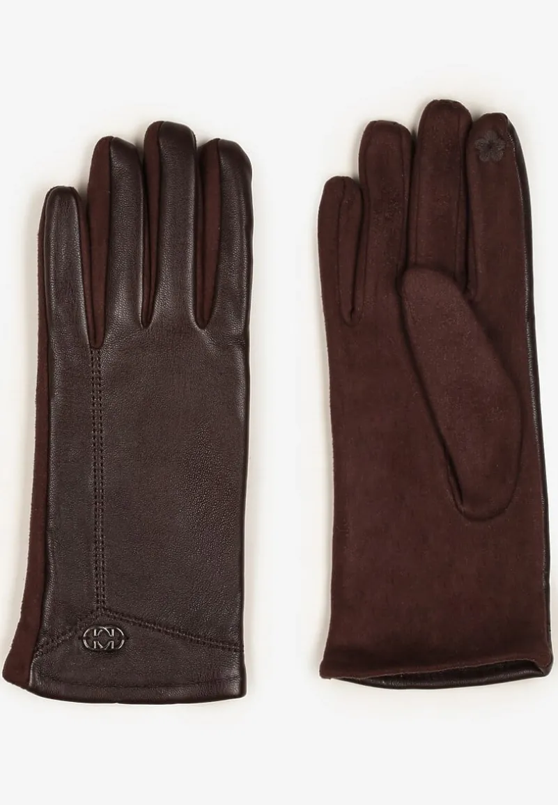 Brązowe Rękawiczki z Ekoskóry Zinnarra