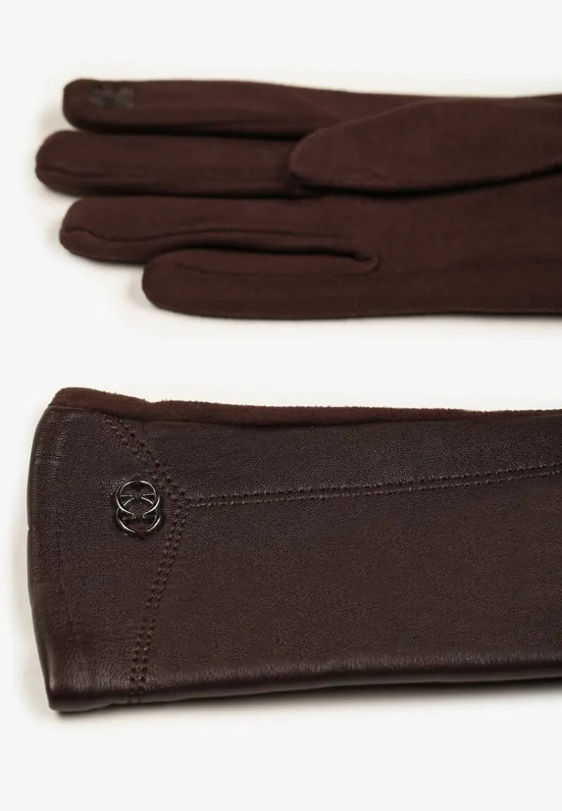 Brązowe Rękawiczki z Ekoskóry Zinnarra