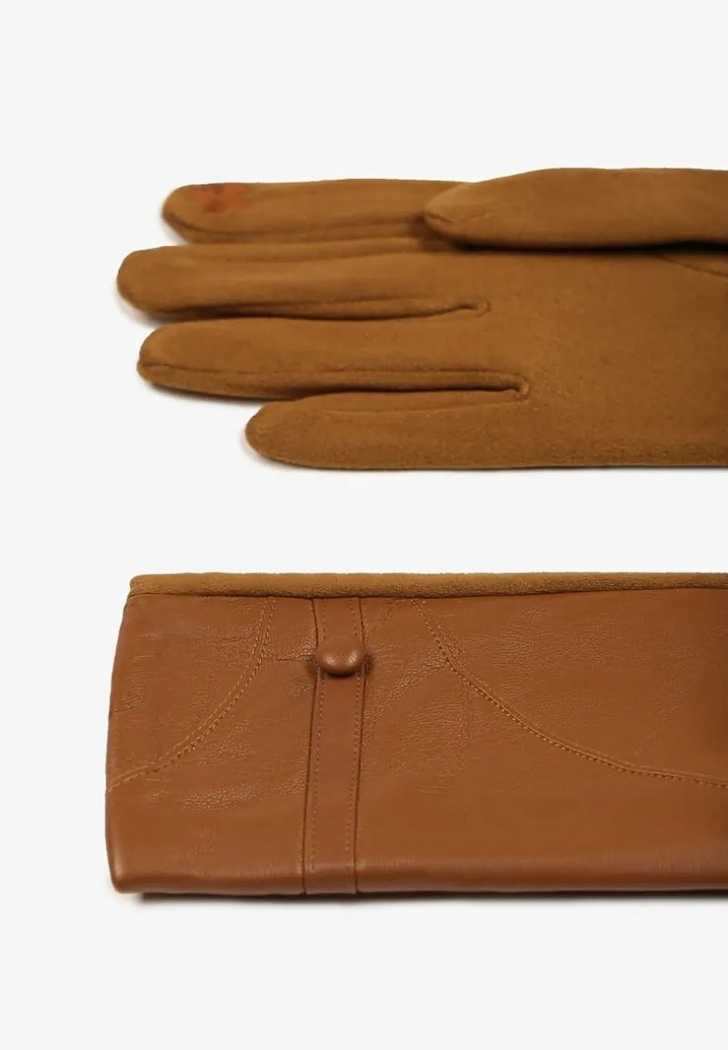 Brązowe Rękawiczki z Imitacji Skóry Zinnele