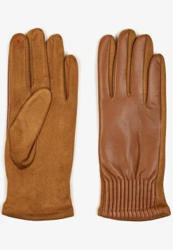 Brązowe Rękawiczki z Marszczonym Wzorem Lynlemi