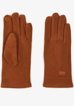 Brązowe Rękawiczki Zimowe z Bawełną Ozdobione Aplikacją Gralemi