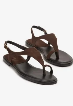 Brązowe Sandały Vices o Fasonie Japonek Meramira
