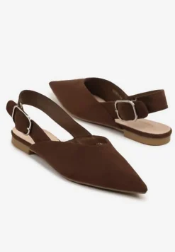 Brązowe Sandały Vices Typu Slingback z Wkładką ze Skóry Naturalnej Rallora