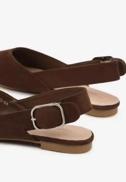 Brązowe Sandały Vices Typu Slingback z Wkładką ze Skóry Naturalnej Rallora