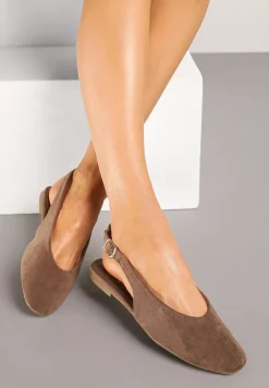 Brązowe Sandały ze Spiczastym Noskiem i ze Sprzączką Laniswen