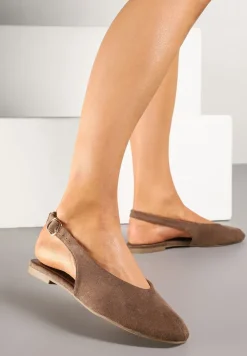 Brązowe Sandały ze Spiczastym Noskiem i ze Sprzączką Laniswen