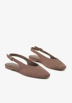 Brązowe Sandały ze Spiczastym Noskiem i ze Sprzączką Laniswen