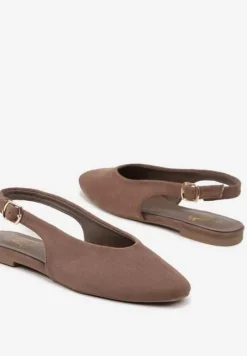 Brązowe Sandały ze Spiczastym Noskiem i ze Sprzączką Laniswen