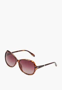 Brązowe Zaokrąglone Casualowe Okulary Przeciwsłoneczne Crisellda