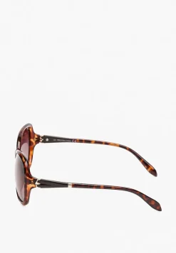 Brązowe Zaokrąglone Casualowe Okulary Przeciwsłoneczne Crisellda