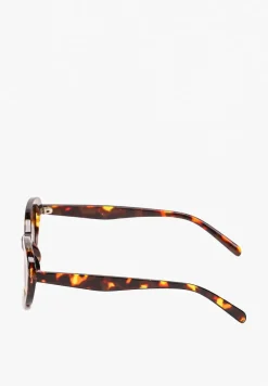 Brązowo-Beżowe Okulary Przeciwsłoneczne o Wąskim Zaokrąglonym Kształcie Xandalea
