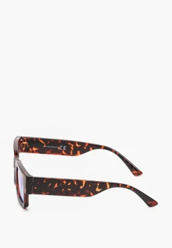 Brązowo-Niebieska Okulary Przeciwsłoneczne Wykończone Grubymi Oprawkami z Filtrem UV Elledelime