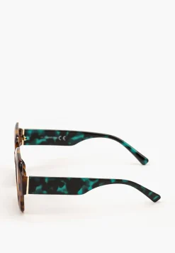 Brązowo-Niebieskie Kwadratowe Okulary Przeciwsłoneczne z Szerokimi Zausznikami Alectanha