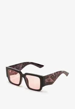 Brązowo-Różowe Okulary Przeciwsłoneczne o Geometrycznym Kształcie Naldia