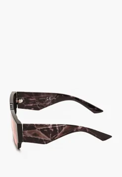 Brązowo-Różowe Okulary Przeciwsłoneczne o Geometrycznym Kształcie Naldia