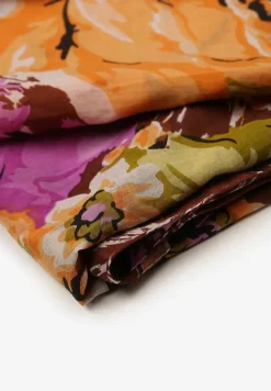 Brązowo-Różowy Bawełniany Szalik Apaszka z Modnym Wzorem Xorria